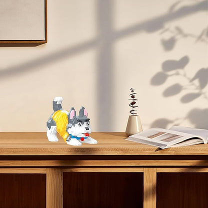 Cute Animal Building Blocks, Pet Micro Mini Building Blocks for Adults and Kids Age 6+ Gift Toy 952 Pcs (Yellow Husky)