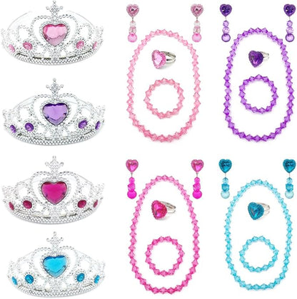 Elesa Miracle Girl Kids Dress Up Tiaras Necklace Bracelet Clip on Earrings Toy Playset