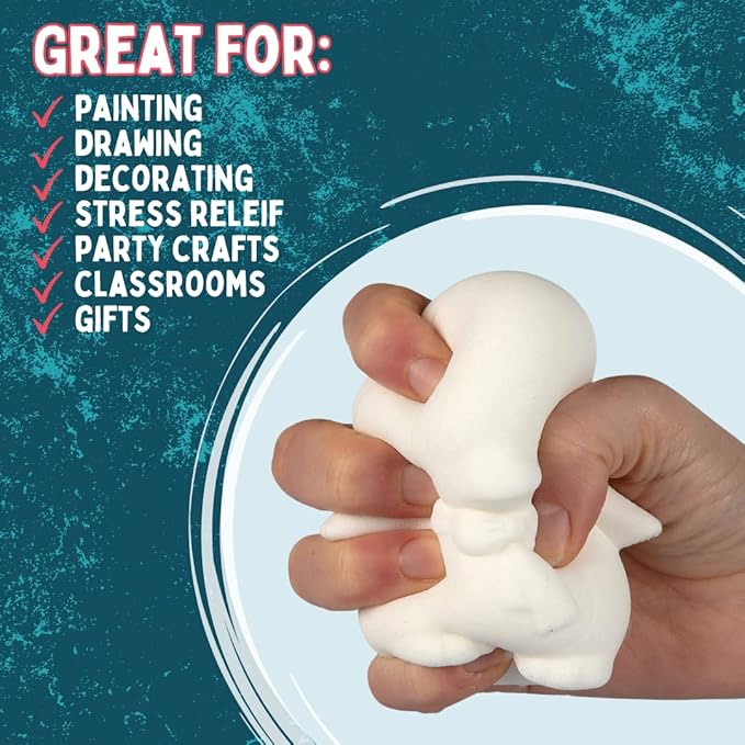 Idiy DIY Party Craft Kit Jumbo Ocean Pals Squishies (8 Unique Sea Animals w 12 Fabric Paints) -White Kawaii Scented Slow Rise Squishy Toys, Scented Stress Relief, Kids Birthday Activity Gift (4"-6")