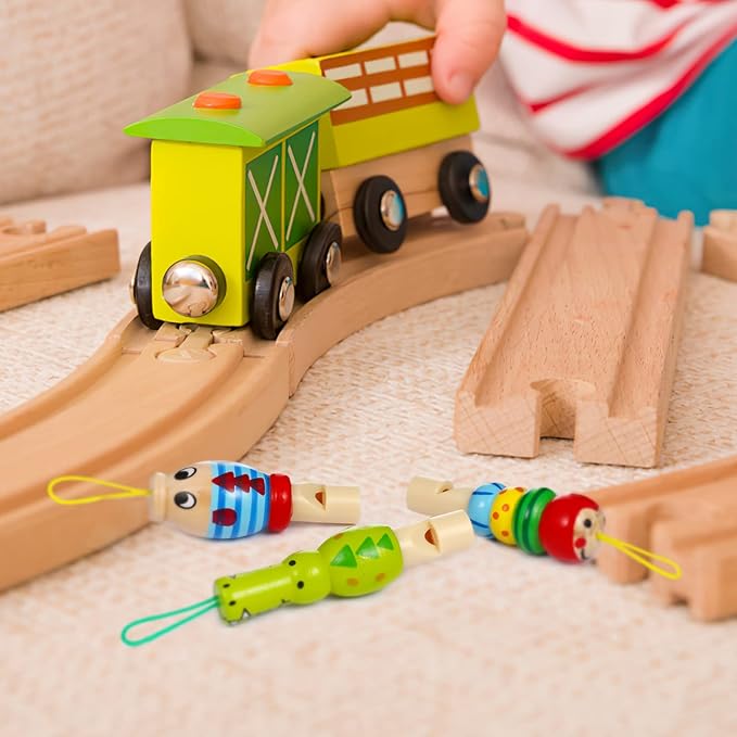 Kisangel 3pcs/Set Animal Wooden Whistles for Baby Kids Music Instrument Developmental Educational Toys for Kids Party Noisemakers Whistles Kids Birthday Goody Bag Fillers(Random Style)