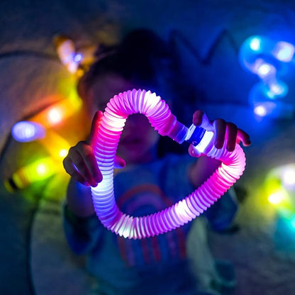 nutty toys Light Up Pop Tubes - Sensory Toys - Glow Sticks for Kids, Fine Motor Skills Toddler Fidget, Top ADHD & Autism 2025, Best Preschool Gifts Idea, Unique Boy & Girl Valentines Day Presents