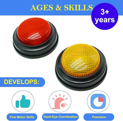 2-Pack Buzzers for Trivia Games, Answer Buzzers for Classroom, Family Feud Jeopardy Buzzer, Game Buzzers with Lights and Sound for Classroom, Game Show Buzzer Buttons