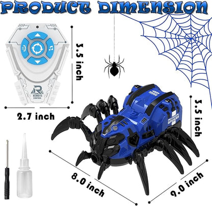 RC Spider Robot Toy with 2.4GHz Remote, Lights, Music & Spray - Realistic Spider Gift for Kids, Perfect for Holidays, Parties & Pranks