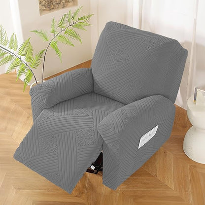 NORTHERN BROTHERS Recliner Chair Covers - Lazy Boy Recliner Covers That Stay in Place, 4 Pieces Reclining Chair Cover Recliner Slipcovers 1 Seater, Light Gray