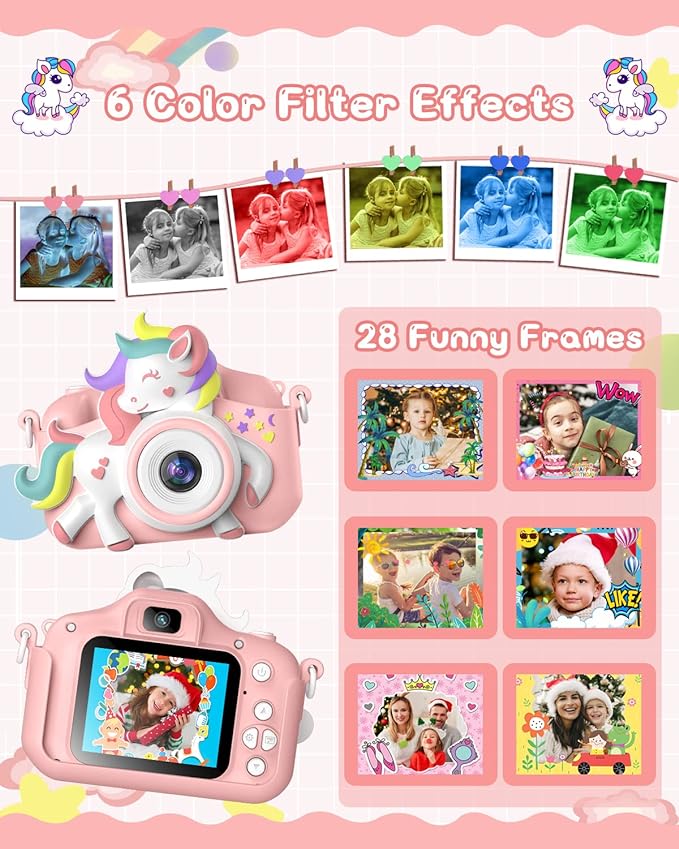 Kids Camera for 3-8 Years Old Toddlers Childrens Boys Girls Selfie Camera 20.0 MP HD 1080P IPS Screen Dual Digital Toy Camera for Kids Christmas Birthday Gifts