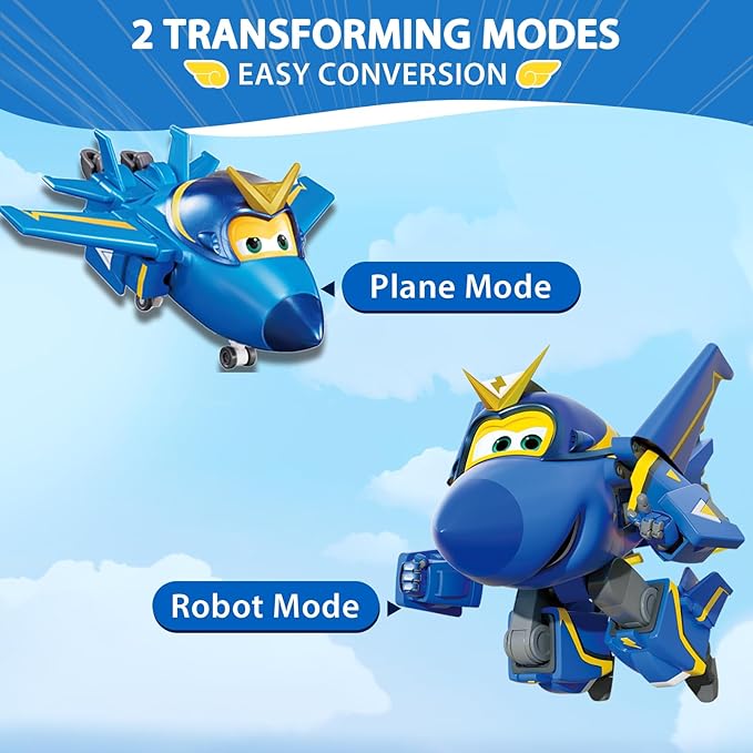 Super Wings Transformable Toys, 5 in Jerome Airplane Transforming Figures Toys, 2 in 1 Mode Rescue Bots Action Figure Toys for 3-5 Year Old Boys Girls, Fun Plane Toys for Toddlers Kids Age 3 4 5 6 7