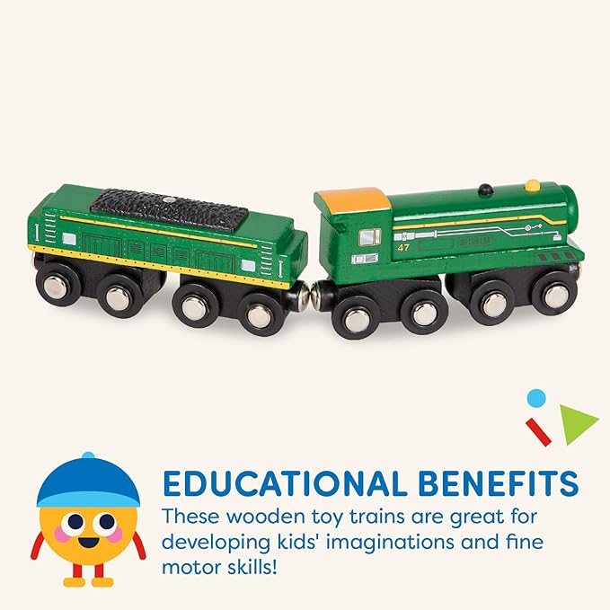 Battat – Classic Trains – 6Pc Wooden Railroad Set – Magnetic Toy Trains – Train Engines & Cars – 3 Years + – Wooden Locomotives & Freight Cars