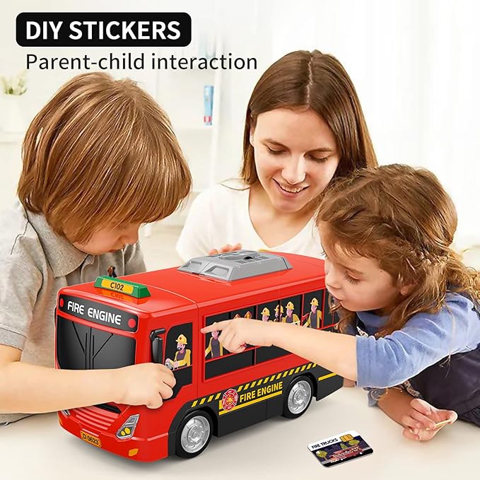 HONGTUO Fire Truck Toys with Teaching Meaning, Simulation Steering Wheel Driving Toy, Toddlers Fire Truck Toy with Sound and Light, Simulate a Rescue fire Scene，Gift for 3-5 Boys & Girls