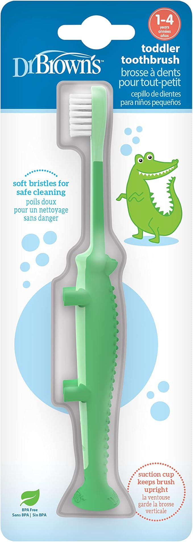 Dr. Brown's Baby and Toddler Toothbrush - Crocodile, BPA Free - Age 1-4Y