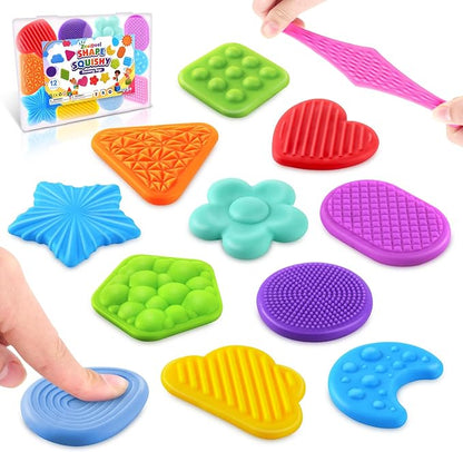 Squishy Fidget Toys for Kids Toddlers: 12 Pcs Super Soft & Textured Sensory Toys for Autistic Children, Classroom Calming Fidgets for Autism, Baby Travel Essential Squeeze Gifts Girls Boys