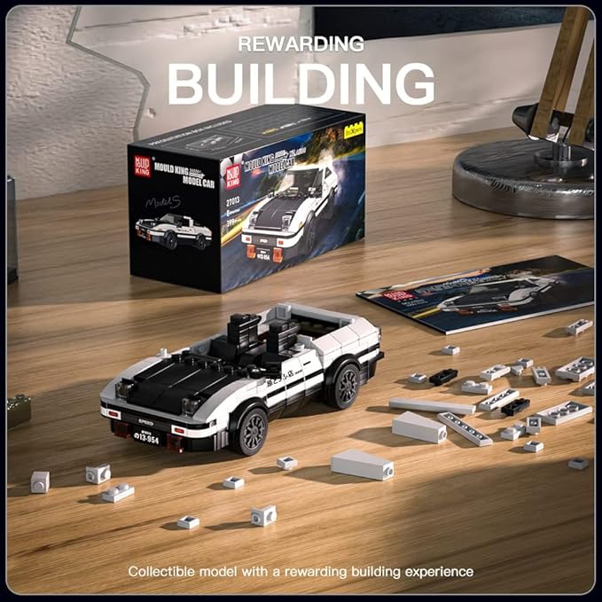 Mould King AE86 Initial D Car Models Building Sets with Display Case, 27013 Collectible Model Car Kits Race Car Building Blocks, Speed Champion Car Building Kits for Adults Kids 8+(399 PCS)