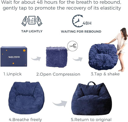 MAXYOYO Bean Bag Chair, Floor Sofa with Handle, Bean Bag Chairs for Adults and Kids, Teens Living Room Bean Bag, Accent Sofa Chair with Pocket for Gaming Reading Relaxing