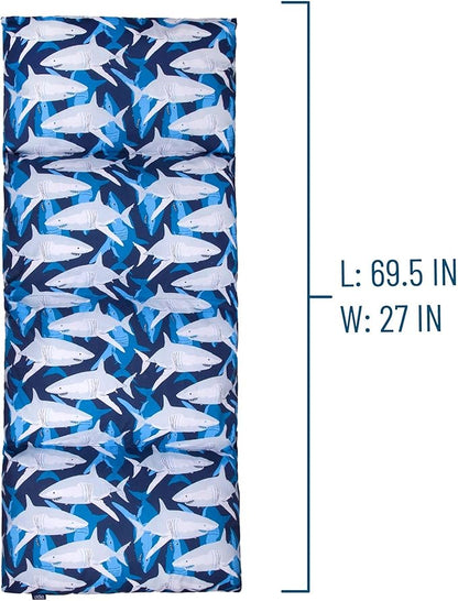 Wildkin Kids Floor Lounger: Ideal for Boys and Girls, Travel-Friendly, Perfect for Sleepovers - Pillow Lounger for Kids, Requires Standard Size Pillows Not Included (Sharks)