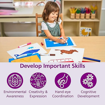 Colorations Large Washable Plastic Everyday Objects Stencils - Set of 12