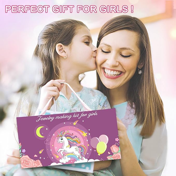 Redtwo 200 Pcs Charm Bracelet Making Kit, Friendship Jewelry Making Supplies Unicorn/Mermaid/Birthday Gifts Toys for Teen Girls Age 4 5 6 7 8 9 10 12 Year Old, Arts Crafts for Kids Ages 8-12