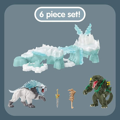 Schleich Eldrador Creatures, Mythical Creatures Toys for Kids, Attack on Ice Fortress Set with Ice Monster and Jungle Monster Action Figures, Ages 7+