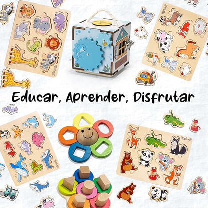 Wood Puzzles for Toddlers 1-3. Wooden Toys for 1 2 3 Year Old of sea Animal Puzzles for Kids. Ideal Montessori Puzzle Gift. Baby Puzzles for Travel. Improved Peg Puzzles for 1 2 3 Year Old.