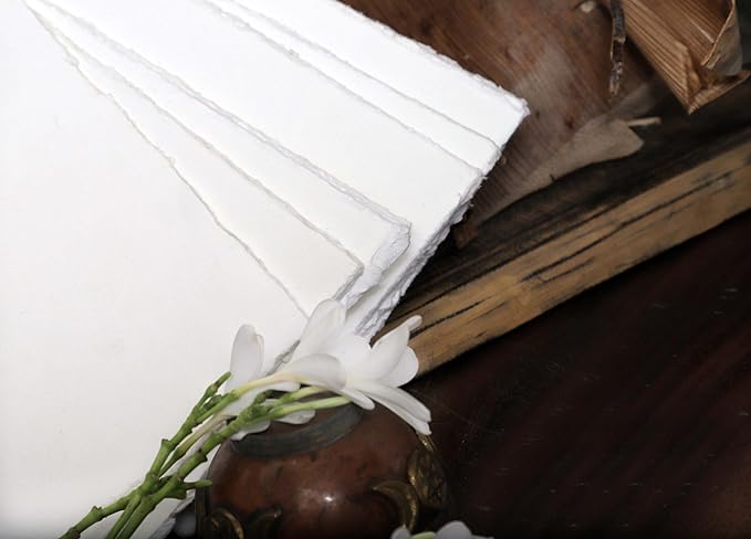 50 Pack Cotton Watercolor Paper with Deckle Edge 200 GSM Rough Textured Watercolor Paper for Writing