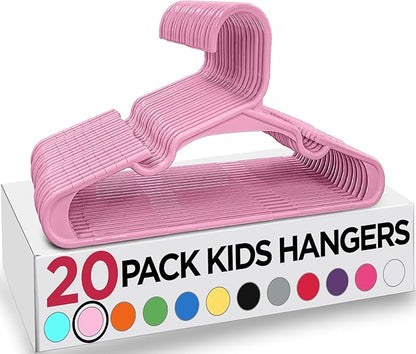 Utopia Home 20 Pack Kids Hangers - 11.5 Inch Plastic Baby Hangers for Closet - Childrens Hanger for Clothes & Infant Hanger for Closet - Ideal for Everyday Standard Use (Baby Pink)