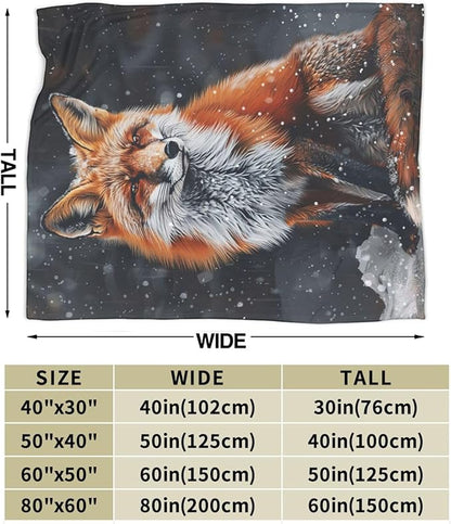 Red Fox Throw Blanket Cute Orange Fox Plush Fleece Soft Cozy Gifts Blanket for Kids Girls Boys Adults Couch Bed Chair Office Dorm Decor 40''X50''