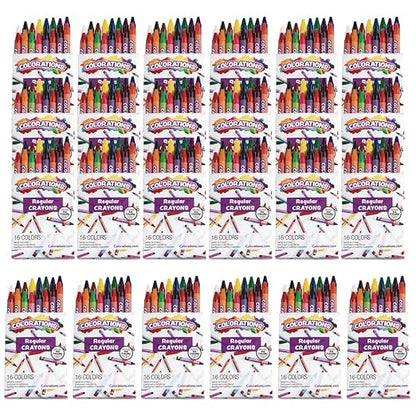 Colorations Regular Crayons , 16 Colors Per Set, 24 Sets, Each Set is Individually Packaged, Personalize & Decorate for Gifts, Arts & Craft Craft for Children, Kids Crafts for Home or the Classroom