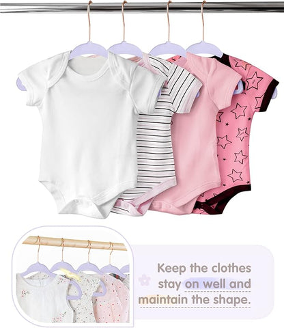 Baby Hangers, VIS'V 11 Inch Lavender Velvet Kids Hangers with 6 Pcs Size Dividers Non Slip Nursery Children Closet Clothes Hangers for Infant Toddler Girls and Boys 50 Pcs