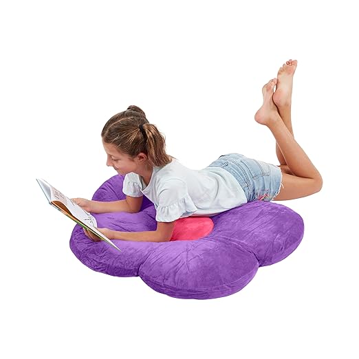 ECR4Kids SoftZone Flower Floor Pillow, Seating Cushion, Purple