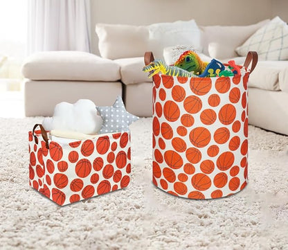 NTAOHAMPER Kids Laundry Hamper,Baseball laundry Basket,Baby Boy Nursery Hamper,Waterproof Storage Bin for Bedroom,Clothes Organizer Basket,Toys Box,Room Decor(Basketball)
