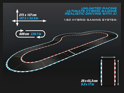 Carrera Hybrid Highway Challenge - Racing Fun of The New Generation - Legendary Porsche 911 GT3 R in 1:50 Scale - Hybrid Technology with AI Support - Control via Smartphone App