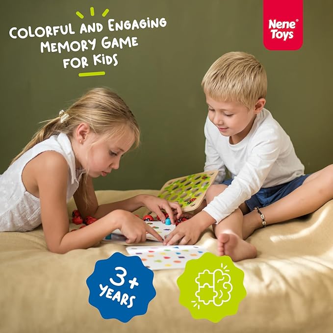 Nene Toys Ladybug’s Garden Memory Game – Wooden Matching Games for Toddlers 3-5 – Travel Toy for Boys Girls, Road Trip Essentials for Toddler, Airplane, Car - Ideal Christmas, Birthday Gifts