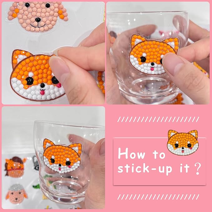 sinceroduct 64PCS Diamond Stickers Kits for Kids and Adult Beginners - Shaped Paint Marked with Diamonds by Numbers, Diamond Art for Kids Art and Crafts, Kids Gift