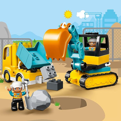 LEGO DUPLO Town Truck & Tracked Excavator Construction Vehicle 10931 Toy for Toddlers 2-4 Years Old Girls & Boys, Fine Motor Skills Development and Learning Toy