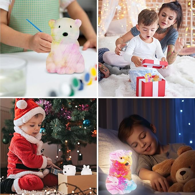 HOUDI Kids Stocking Stuffers for Girls, Bear Deer Kids Painting Set Night Light, Christmas Arts and Crafts for Kids Ages 8-12, Painting Kit for Kids 6-12, Gifts for Boys, 3 4 5 6 7 Year Old Girl Gifts