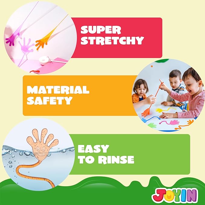 JOYIN 240Pcs Glitter Sticky Hands Party Favors, Party Favors Set for Kids, Holiday Traditions, Classroom Treasure Box Carnival Prizes Bulk Pinata Stuff Mini Toys, Goodie Bags