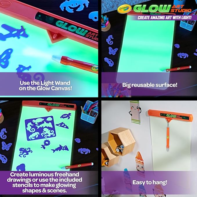Crayola Glow Art Studio, Glow in the Dark Toys, Kids Gifts for Girls and Boys, Ages 6+