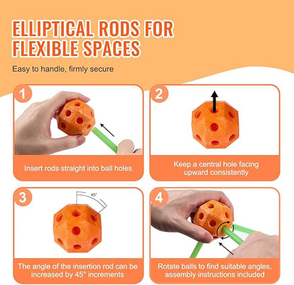 VEVOR Fort Building Kit for Kids, 140PCS Glow in The Dark STEM Building Toys, Educational Gift for 4 5 6 7 8+ Year Old Boys & Girls Indoor Outdoor Play Tent Construction Toys with 96 Rods and 44 Balls