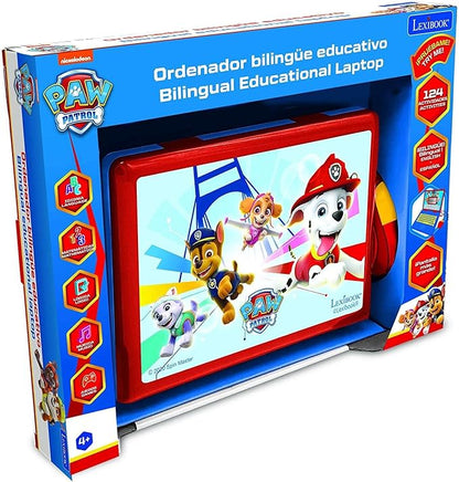 LEXiBOOK Paw Patrol - Educational and Bilingual Laptop Spanish/English - Toy for Child Kid (Boys & Girls) 124 Activities, Learn Play Games and Music with Chase Marshall - Red/Blue JC598PAi2
