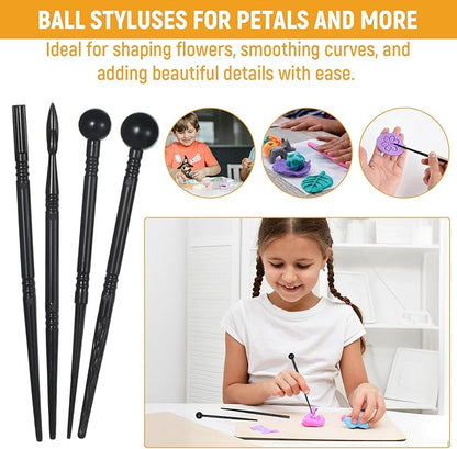 32Pcs Clay Sculpting Tools, Polymer Clay Art Tool Set Cake Decorating Hand Tools, DIY Plastic Pottery Tool Kit for Embossing Fondant Crafts