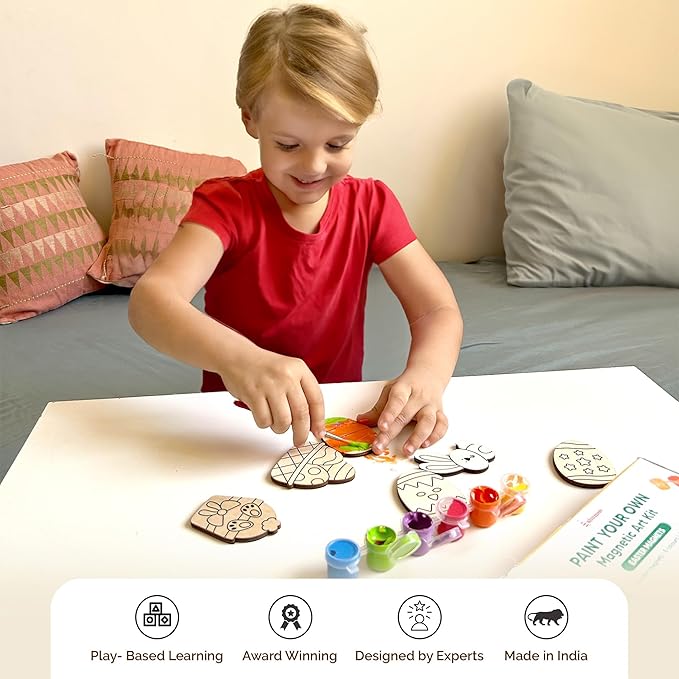 Shumee Paint Your Own Wooden Magnets -(Easter Magnets Themed) DIY Art & Craft for Kids- Age 6 Years+ | Organic 6 Non Toxic Paint | Ideal Gift for Kids | Valentine's Day Gift for Kids