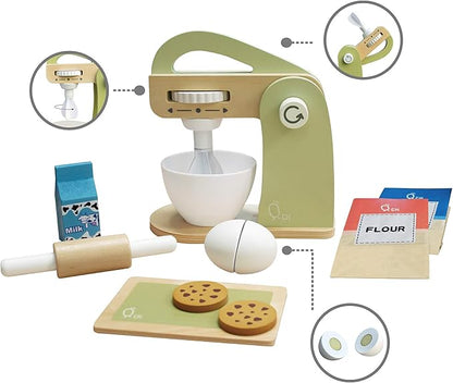 Teamson Kids - Little Chef Frankfurt Wooden Mixer Play Kitchen Accessories - Green- 10 pcs