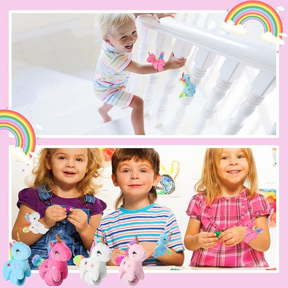 Leyndo Animal Slap Bracelets Stuffed Animal, Stuffed Animal Plush Slap Bracelets Bulk Kids Toys, 8 Inches (Unicorn,8 Pcs)
