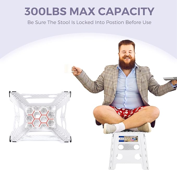 ACKO 10pack Folding Step Stool -13inch Height Premium Heavy Duty Foldable Foot Stool for Kids and Adults, Kitchen Garden Bathroom Stepping Stool White