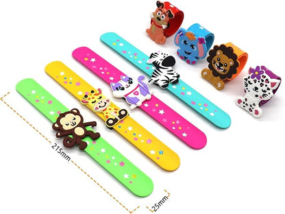 Animals Slap Bracelets Party Favors for Kids(8pack)-Wild One Goodie Bag Stuffers for Boys&Girls Animals Theme Party Supplies Carnival Prizes Suit Classroom Exchanging Gifts
