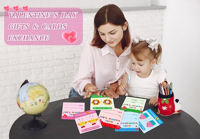 FaCraft Find 5 Difference Valentines Day Cards for Kids Classroom School Valentines Gifts Cards for Kids Boys Girls School Classroom Valentines Party Favors Valentines Exchange Cards with Envelopes