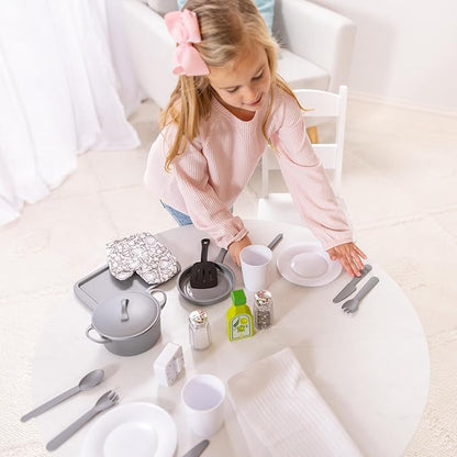 Melissa & Doug 22-Piece Play Kitchen Accessories Set - Utensils, Pot, Pans, and More , White