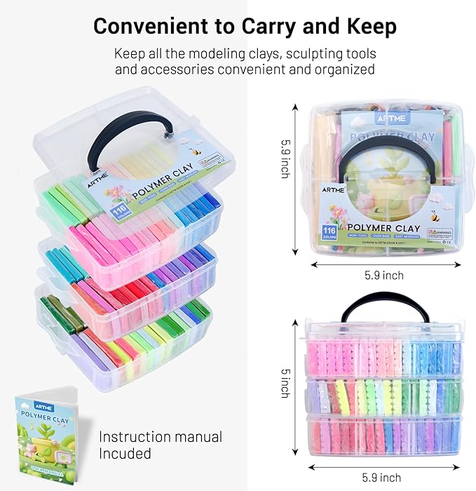 Polymer Clay, 116 Colors Oven Bake Modeling Clay Starter Kits for Kids, Creative Polymer Clay Kit with Sculpting Tools and Jewelry Accessories, Non-Toxic, Ideal DIY Gifts for Adults and Teens