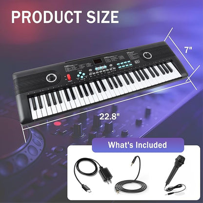 61 keys keyboard piano, Electronic Digital Piano with Built-In Speaker Microphone, Portable Keyboard Gift Teaching for Beginners, electric piano for kids