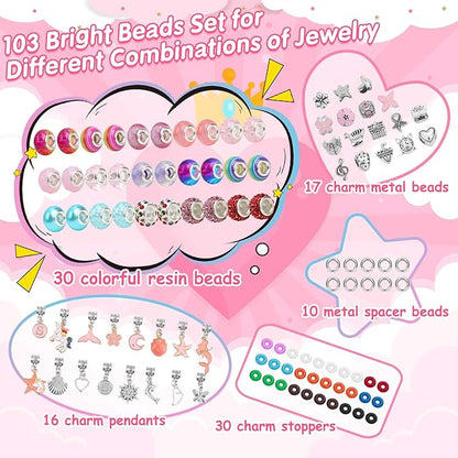 LifeisLuck Girls Charm Bracelet Making Kit with Jewelry Case for Kids Charm Pendant Bracelet Kit Jewelry Making DIY Art & Craft Kit for Kids Age 8-12 Birthday Gifts Valentine Christmas