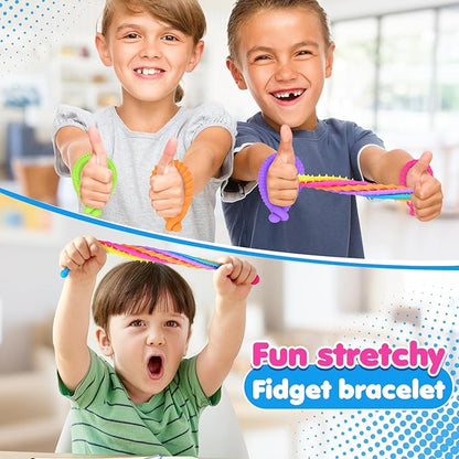 Sensory Toys Fidget Stretchy Strings: Fidget Toys Bracelet for Kids Calming - Adjustable Sensory Bracelet for Autism - Quiet Prizes Box Toys for Classroom 6 Pack