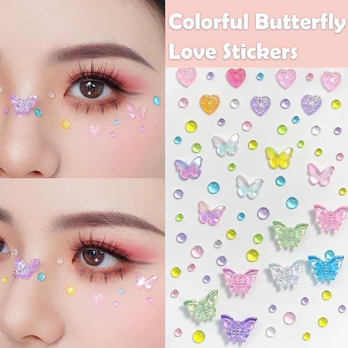 NOOEPC Self Adhesive Face Gems Self Rhinestone Jewel Stickers Craft Supplies Scrapbook Supplies Gemstones Hair Gems, Rhinestone Stickers for Face, Eye, Makeup, Body